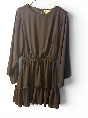 Flying Tomato Dress Women's Black Tiered Long-Sleeve Dress Size Medium